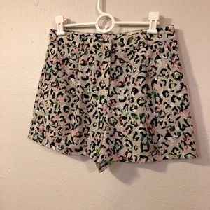Topshop leopard/floral print pleated shorts - 8